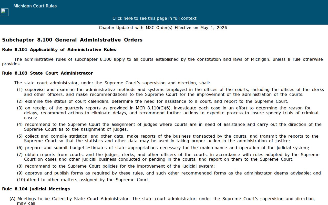 Missaukee County court records rule resource for public case history