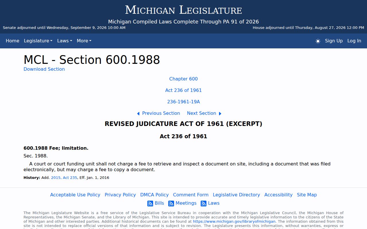 Missaukee County court records reproduction fee rule source