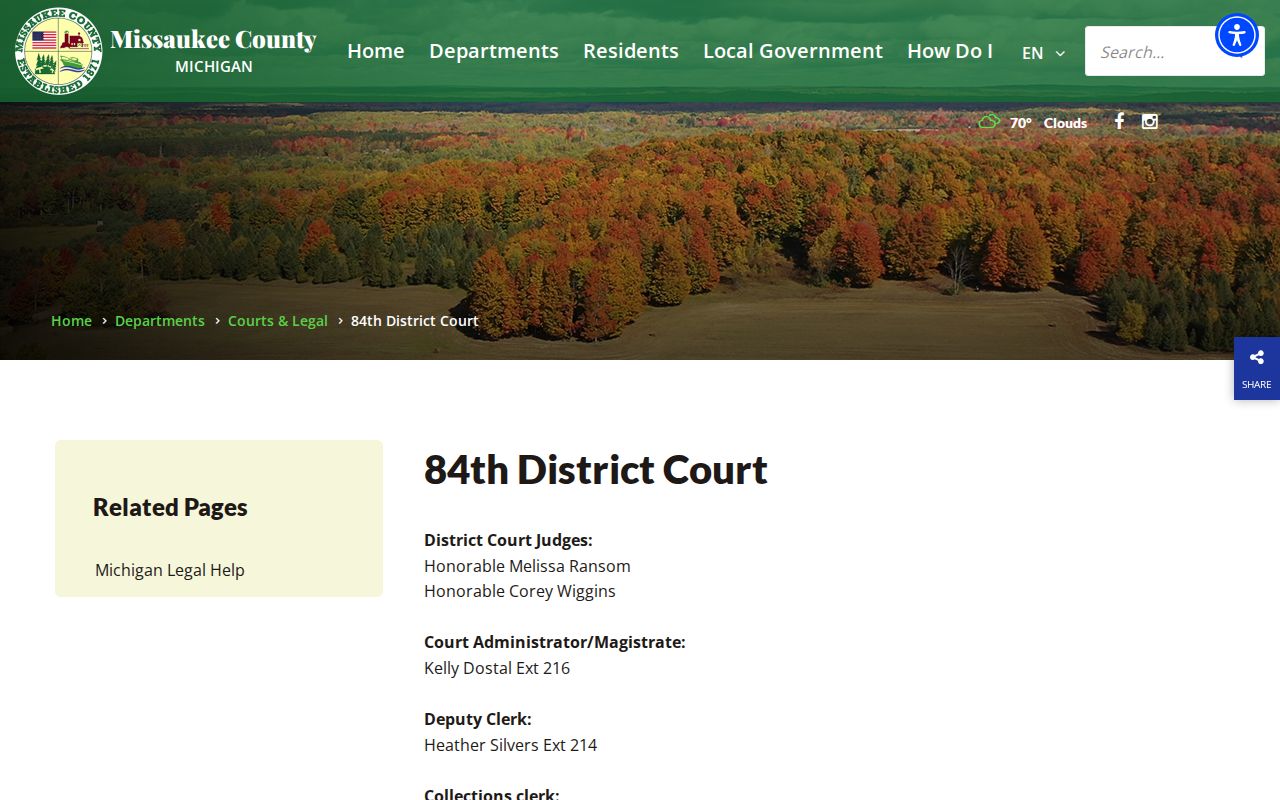 Missaukee County civil docket access at the 84th District Court